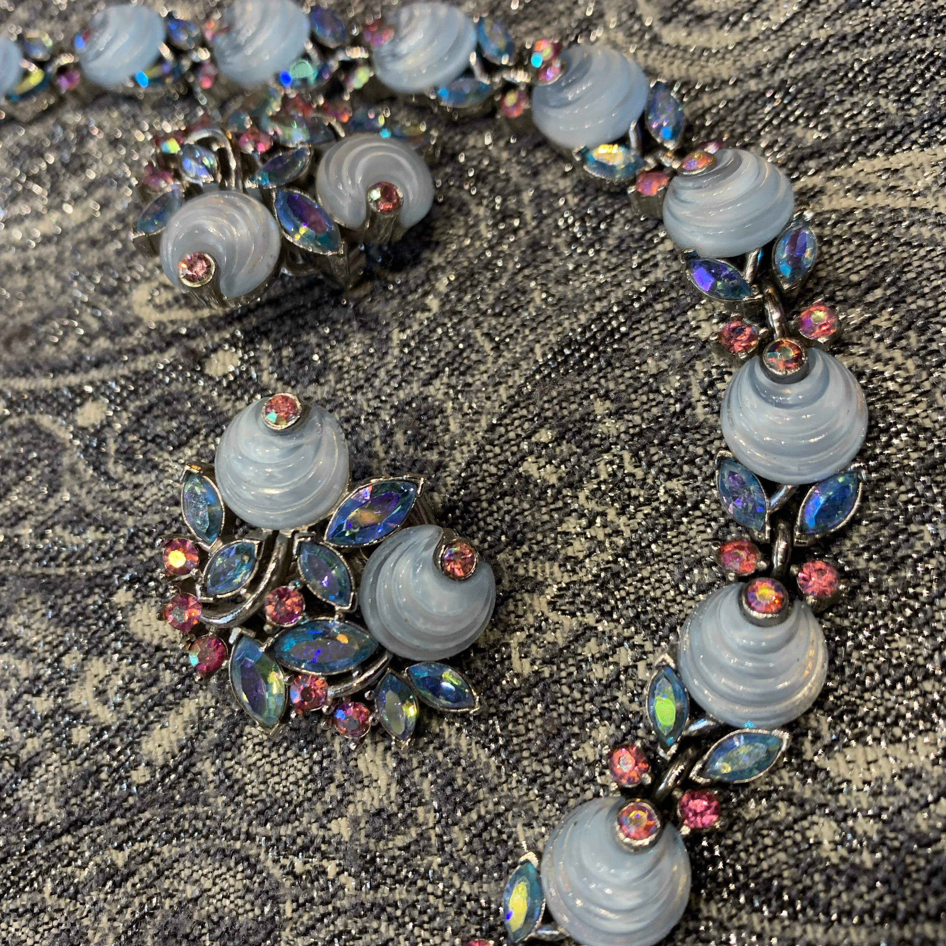 Vintage Trifari Blue pink  Berry Earrings