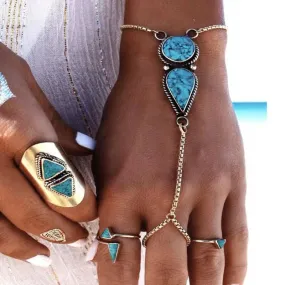 Water Drop Stone Finger Bracelet