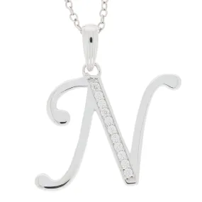 White Moissanite Sterling Silver Pendant with Accent