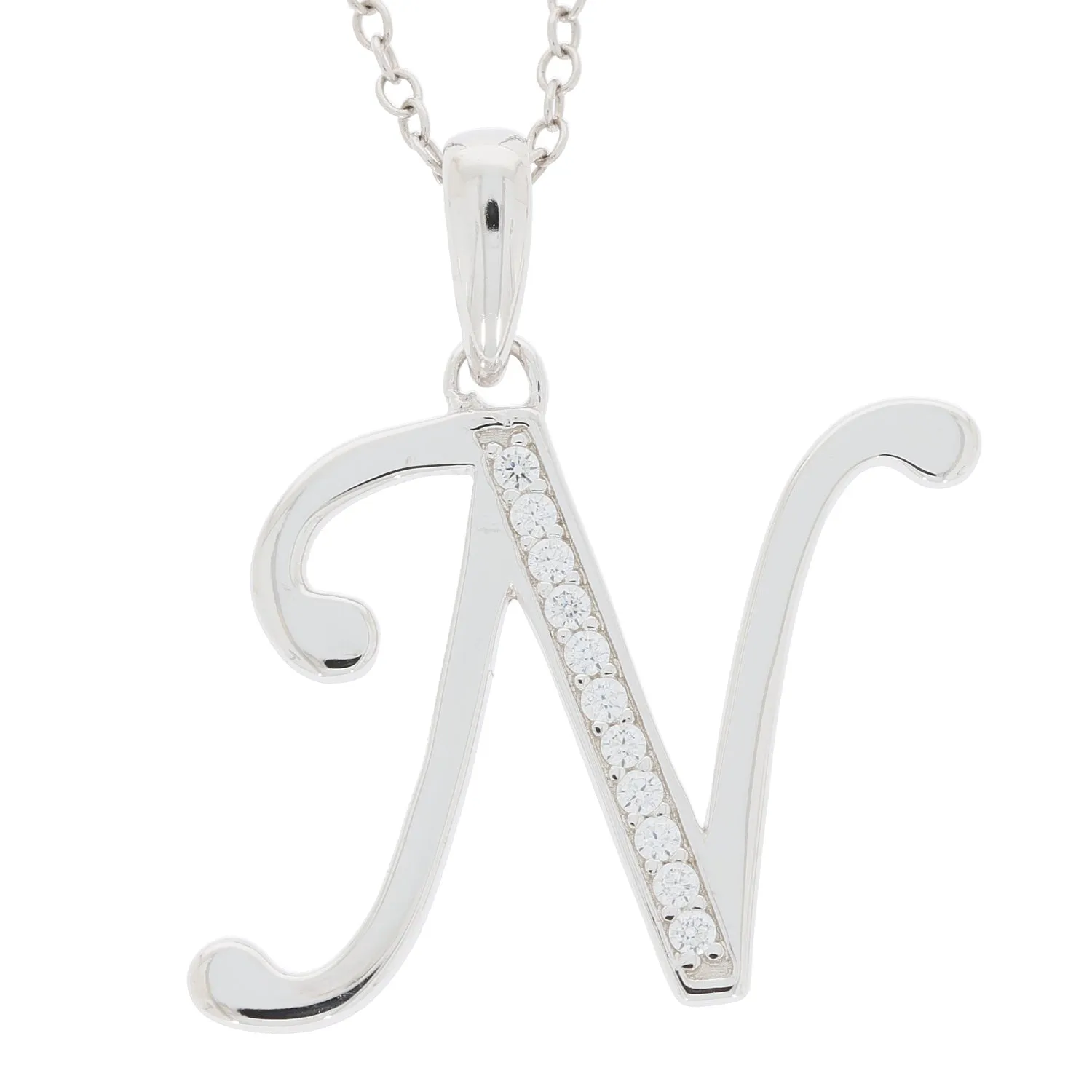 White Moissanite Sterling Silver Pendant with Accent