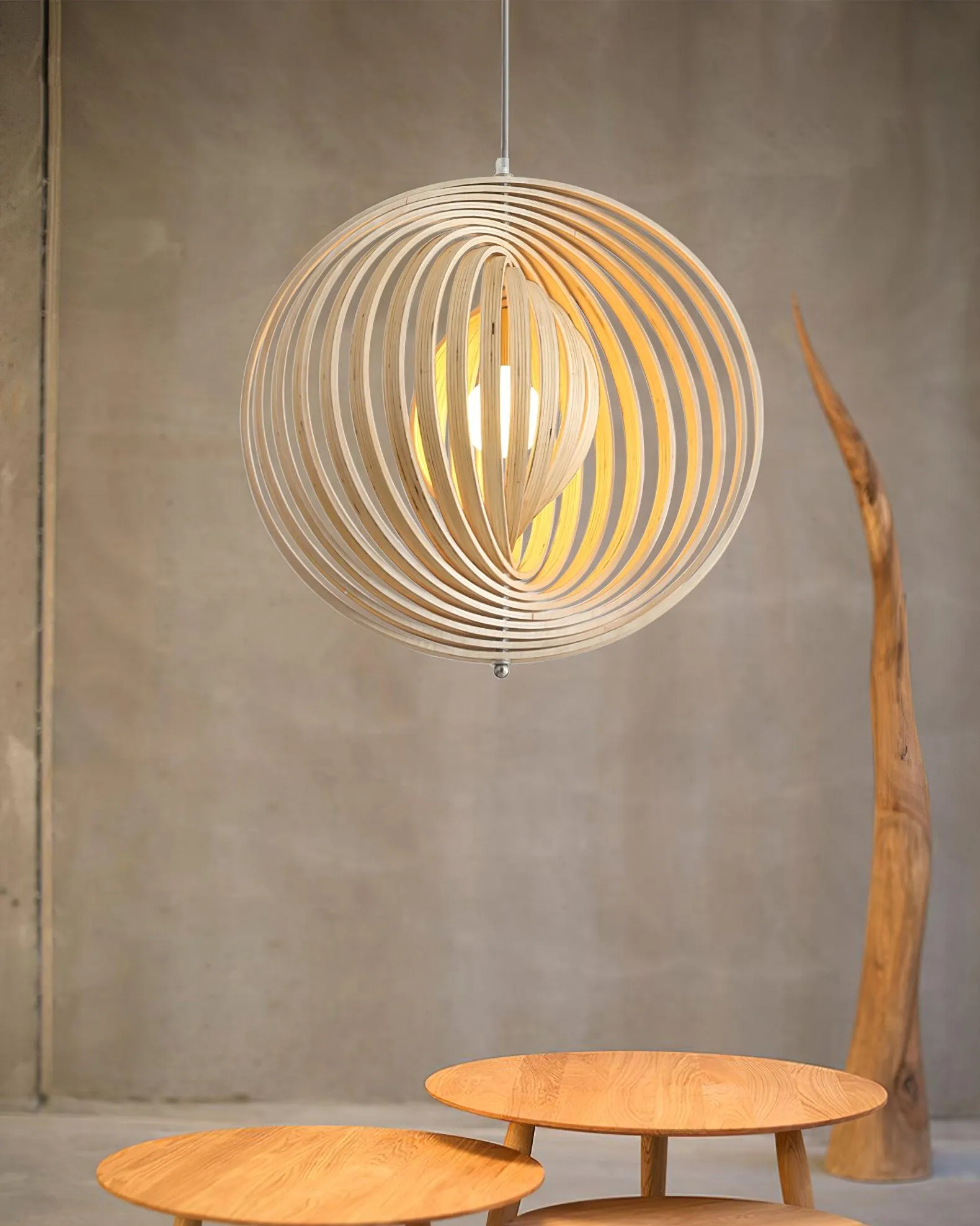 Wooden Moon Pendant Lamp