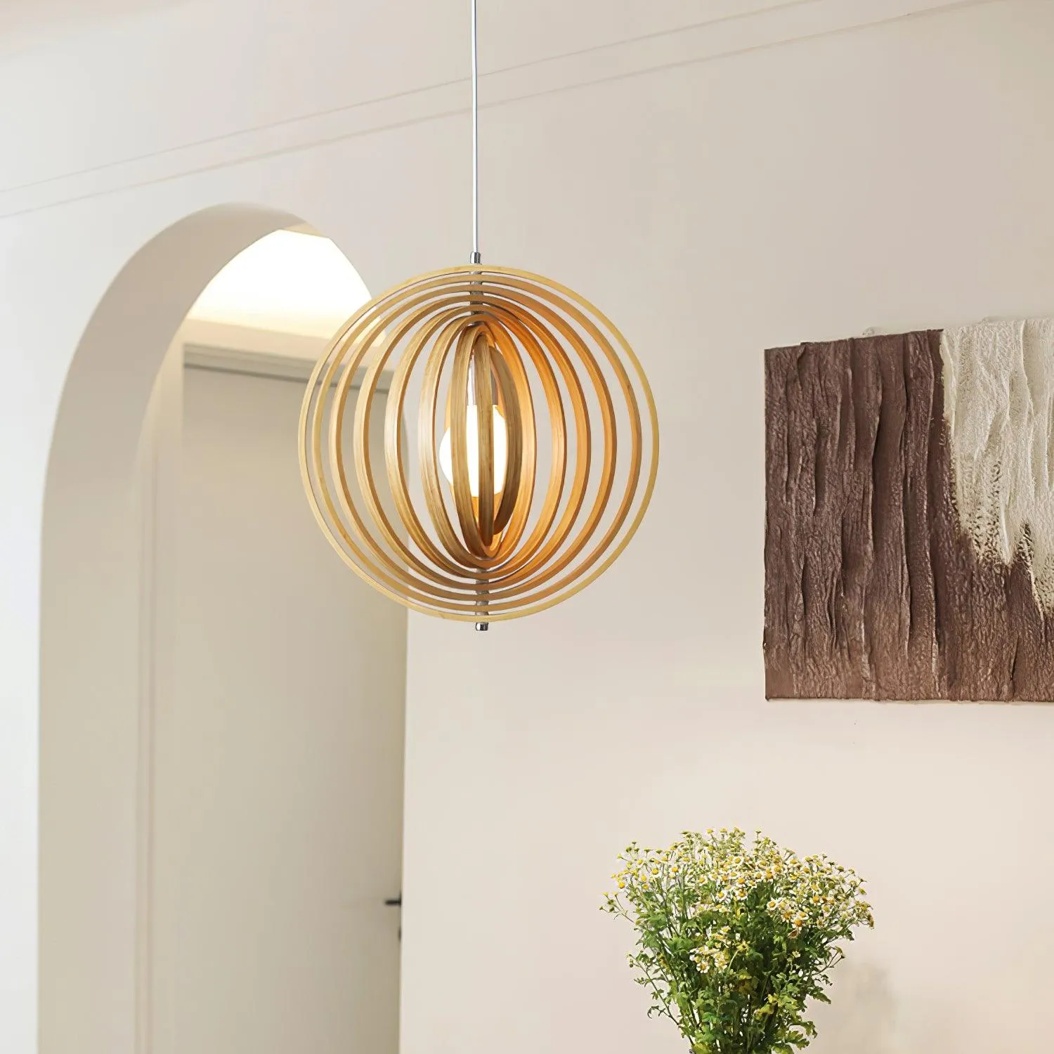 Wooden Moon Pendant Lamp