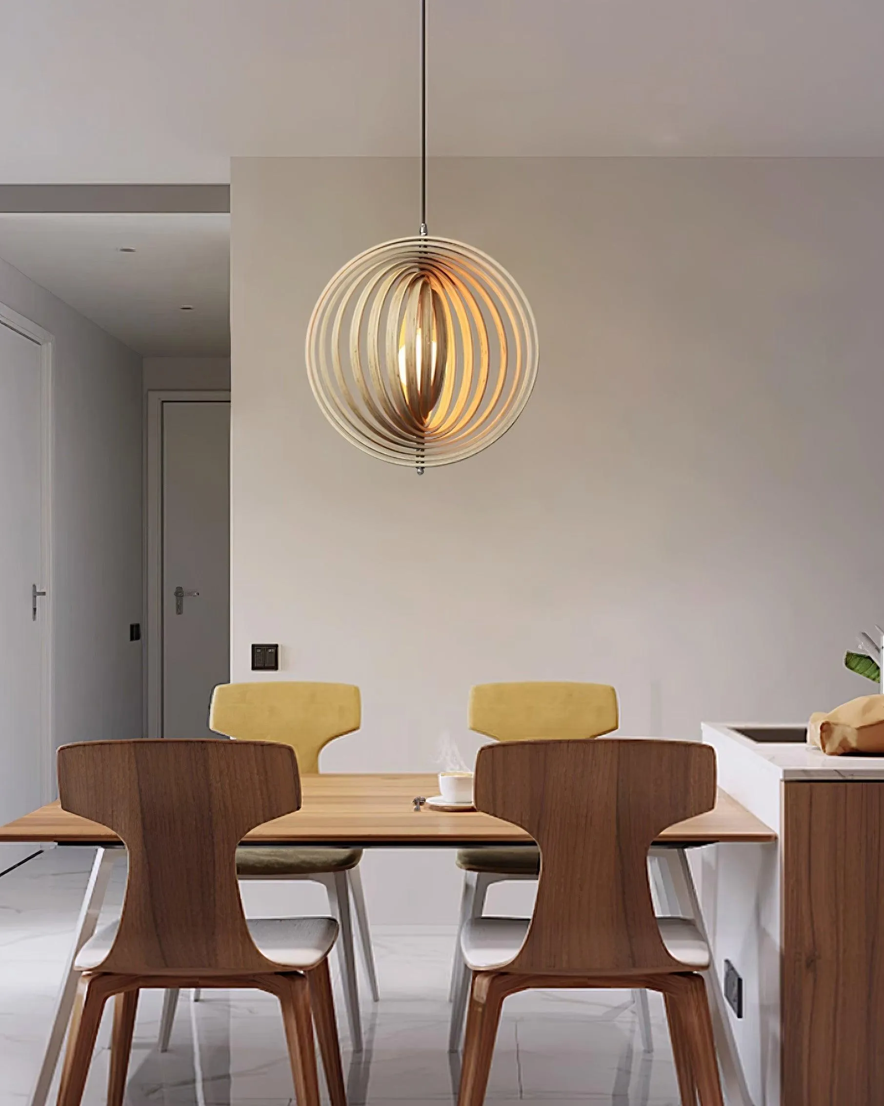 Wooden Moon Pendant Lamp