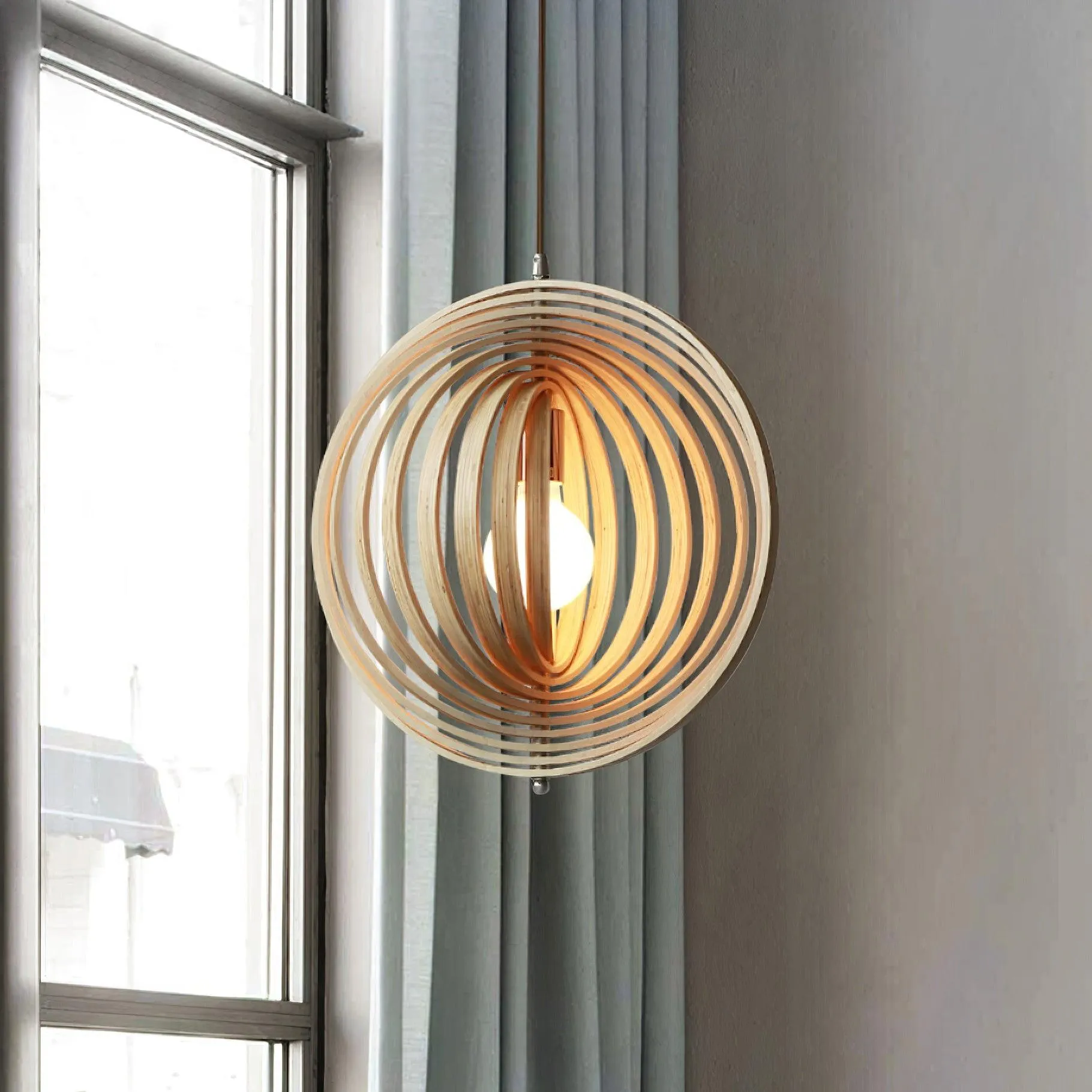 Wooden Moon Pendant Lamp