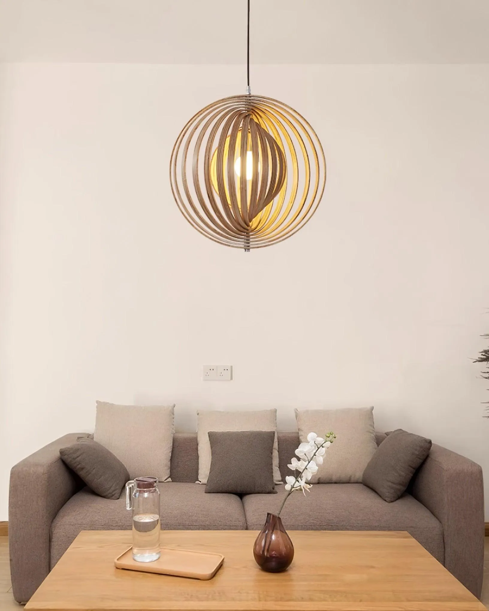 Wooden Moon Pendant Lamp
