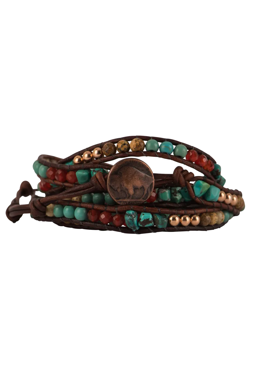 Wrapped To Wear Turquoise Carnelian Bracelet