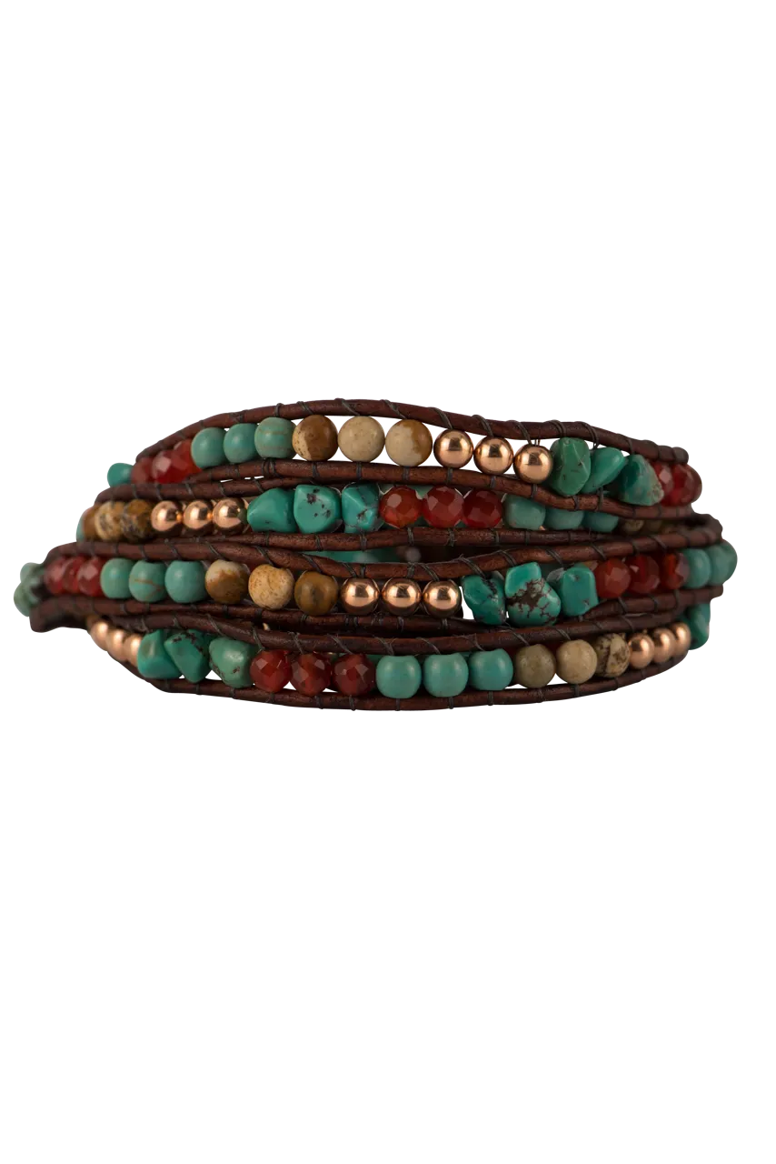 Wrapped To Wear Turquoise Carnelian Bracelet