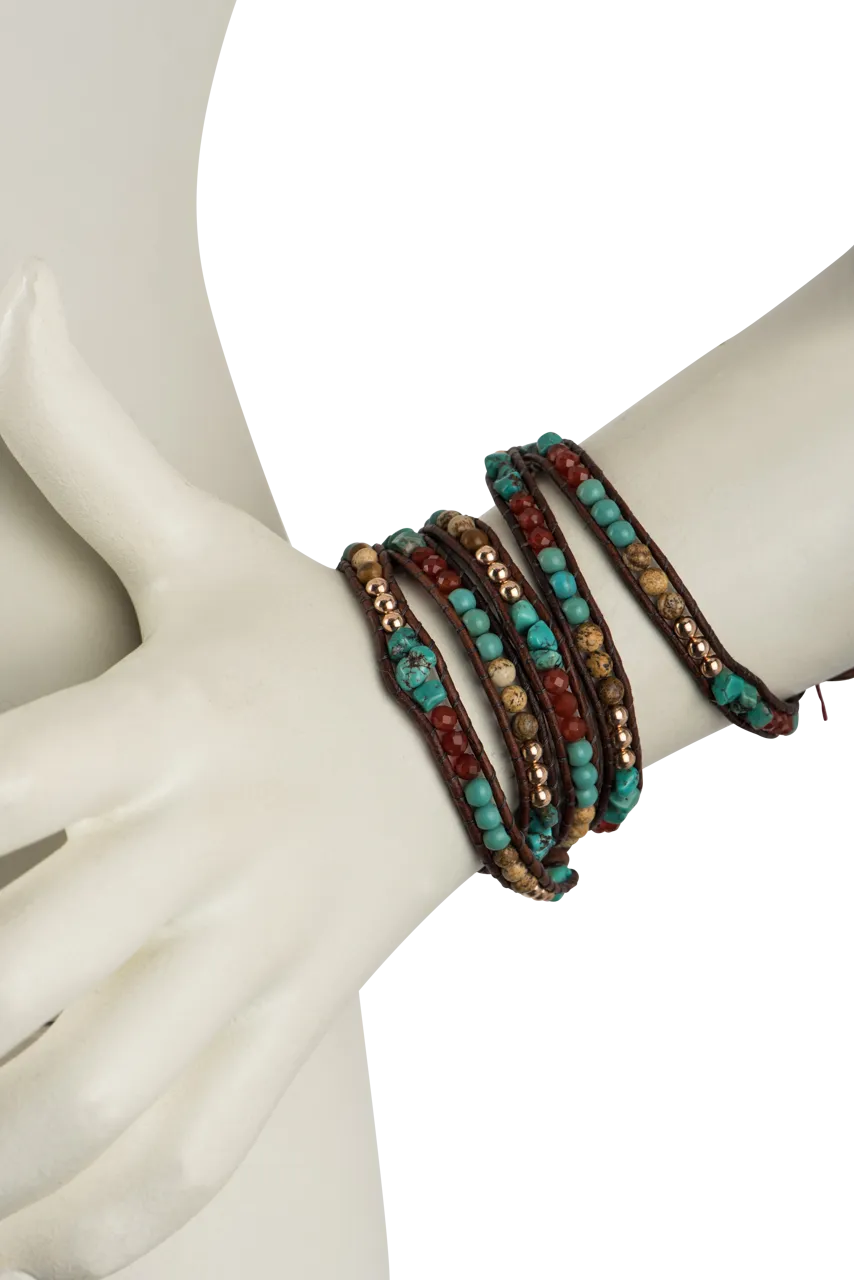 Wrapped To Wear Turquoise Carnelian Bracelet