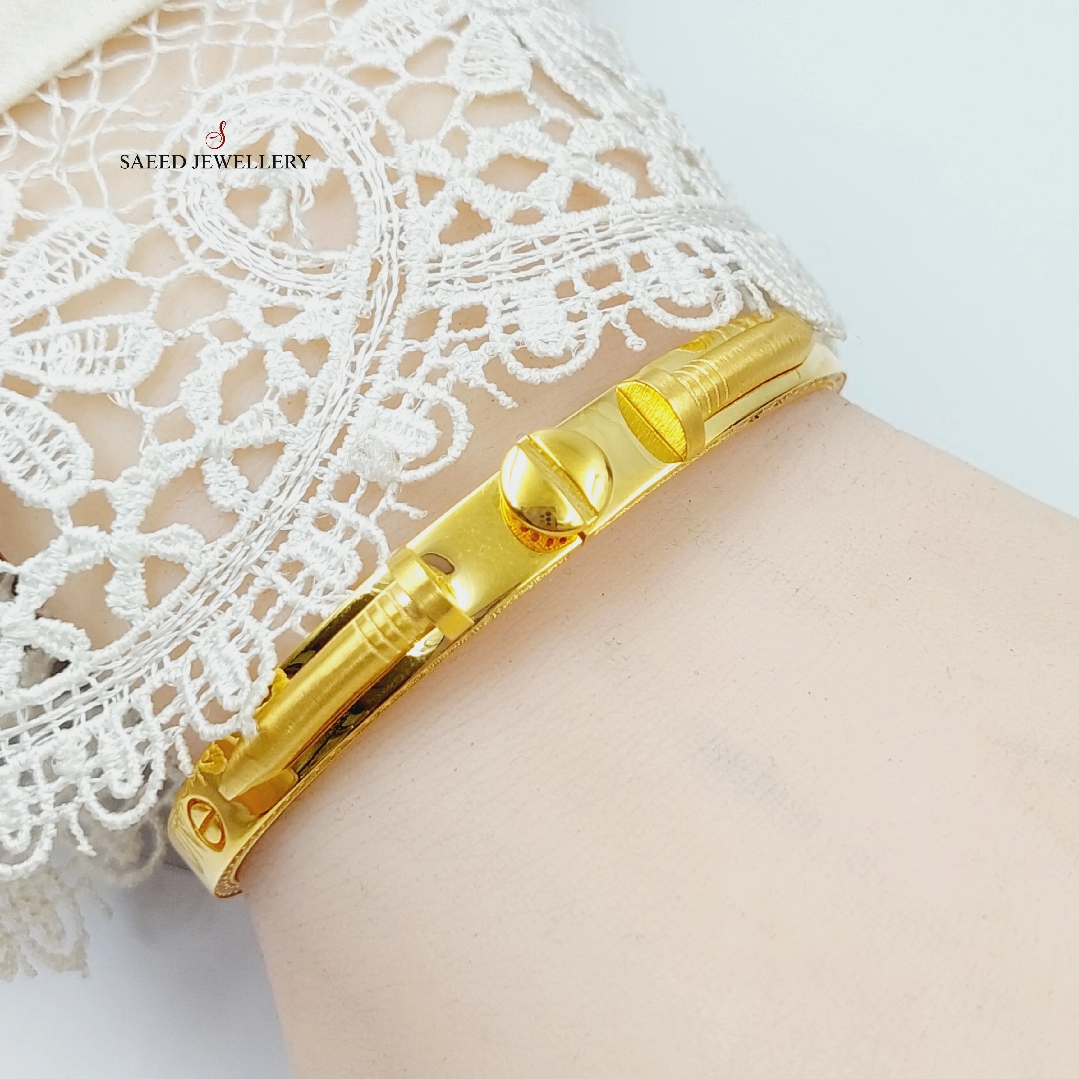 Zircon Studded Nail Bangle Bracelet