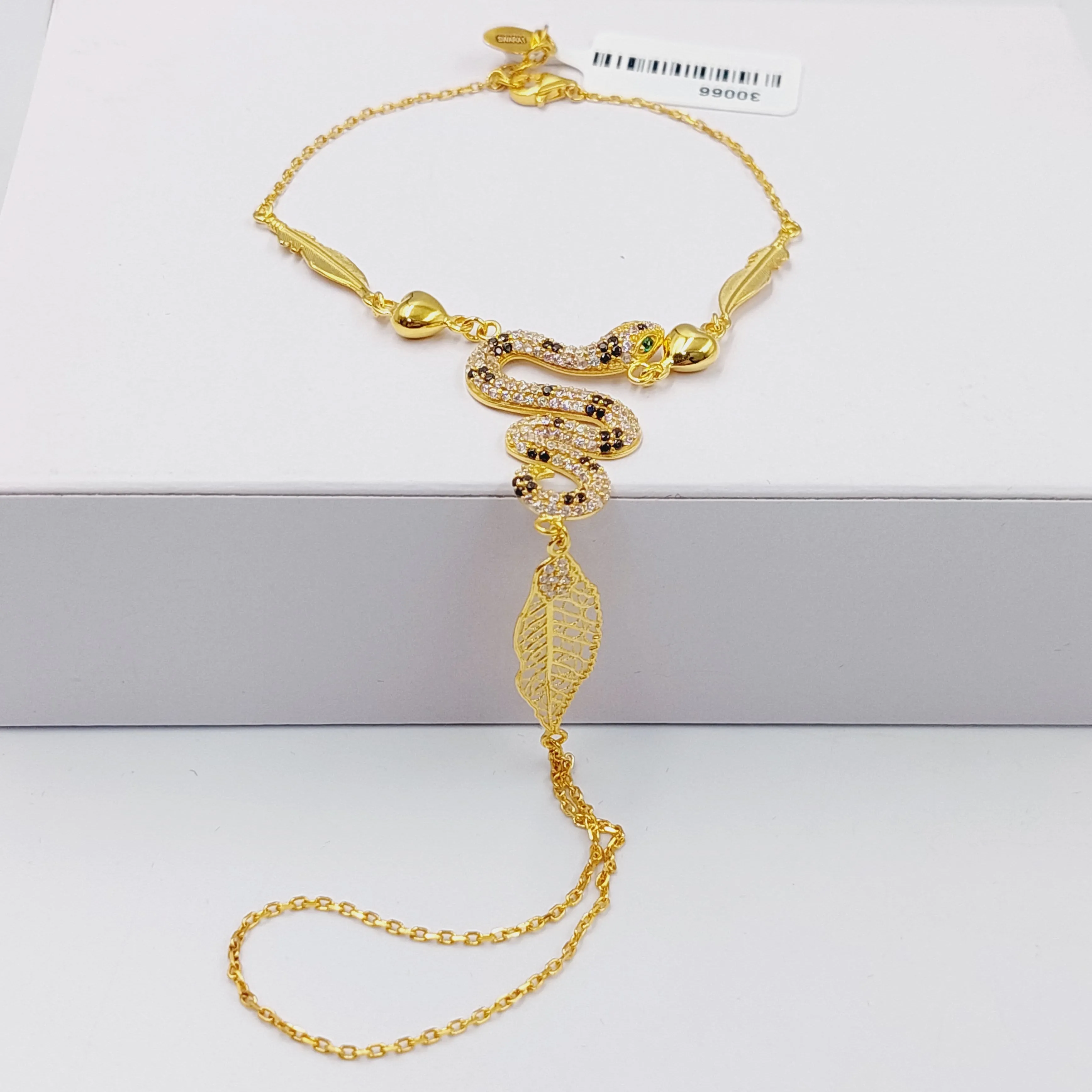 Zircon Studded Snake Hand Bracelet