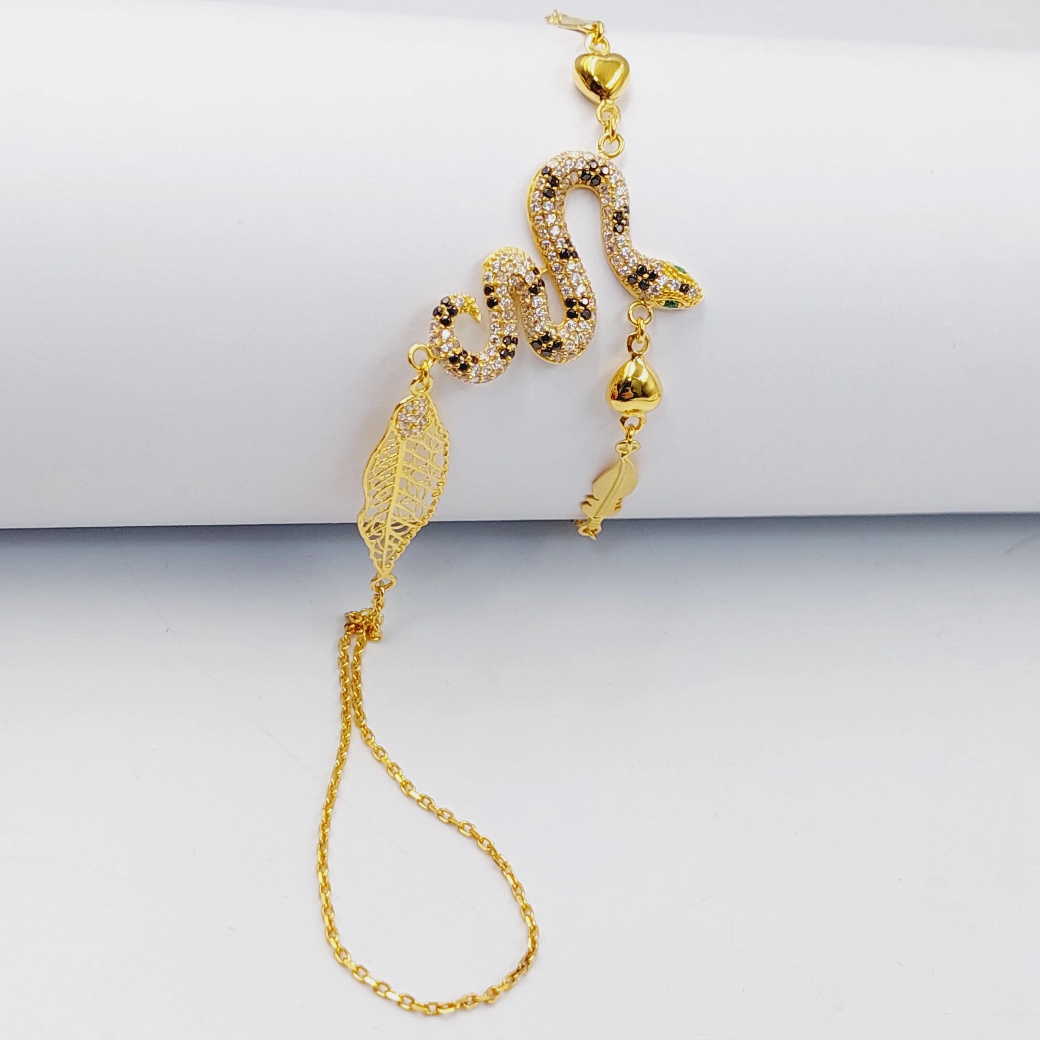 Zircon Studded Snake Hand Bracelet