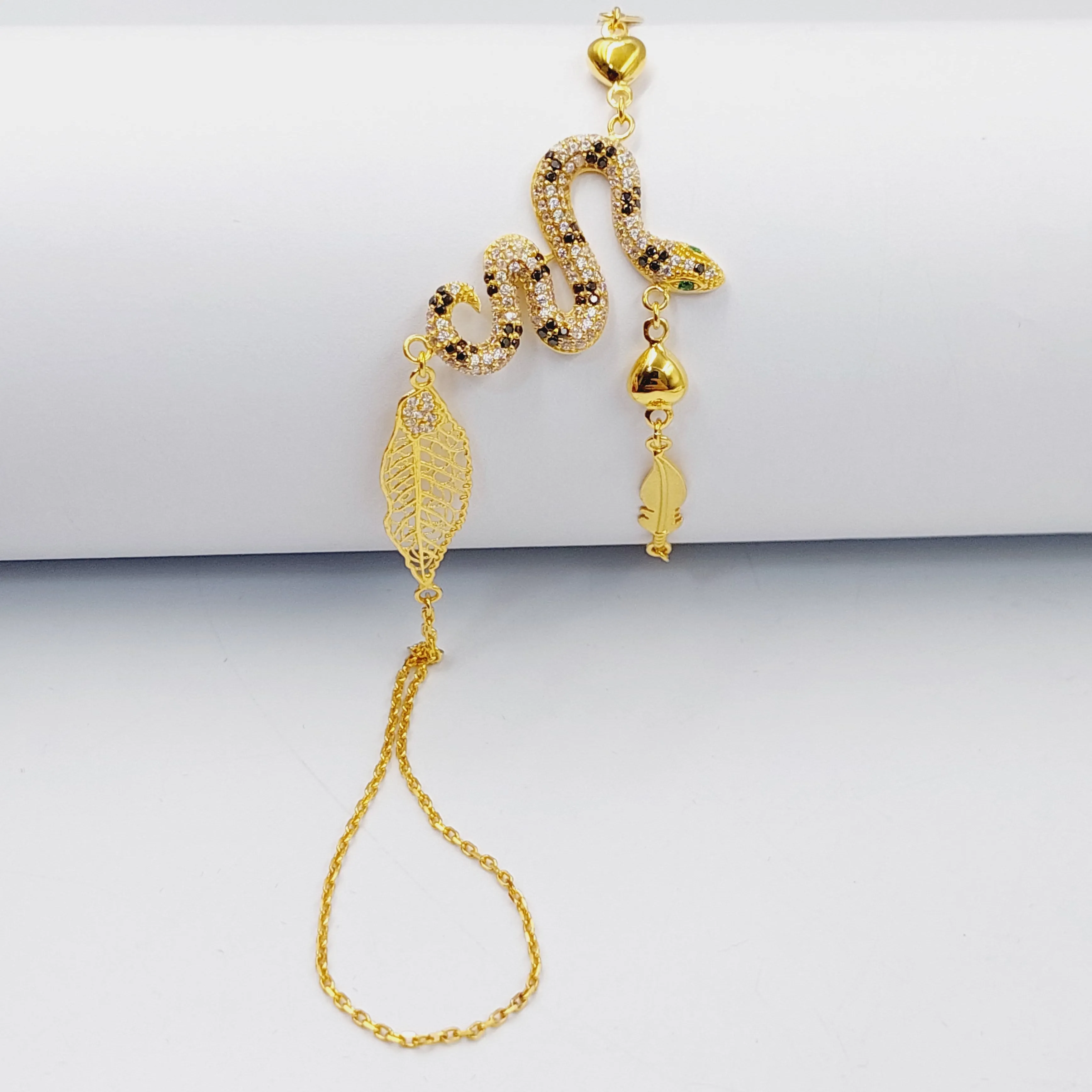 Zircon Studded Snake Hand Bracelet