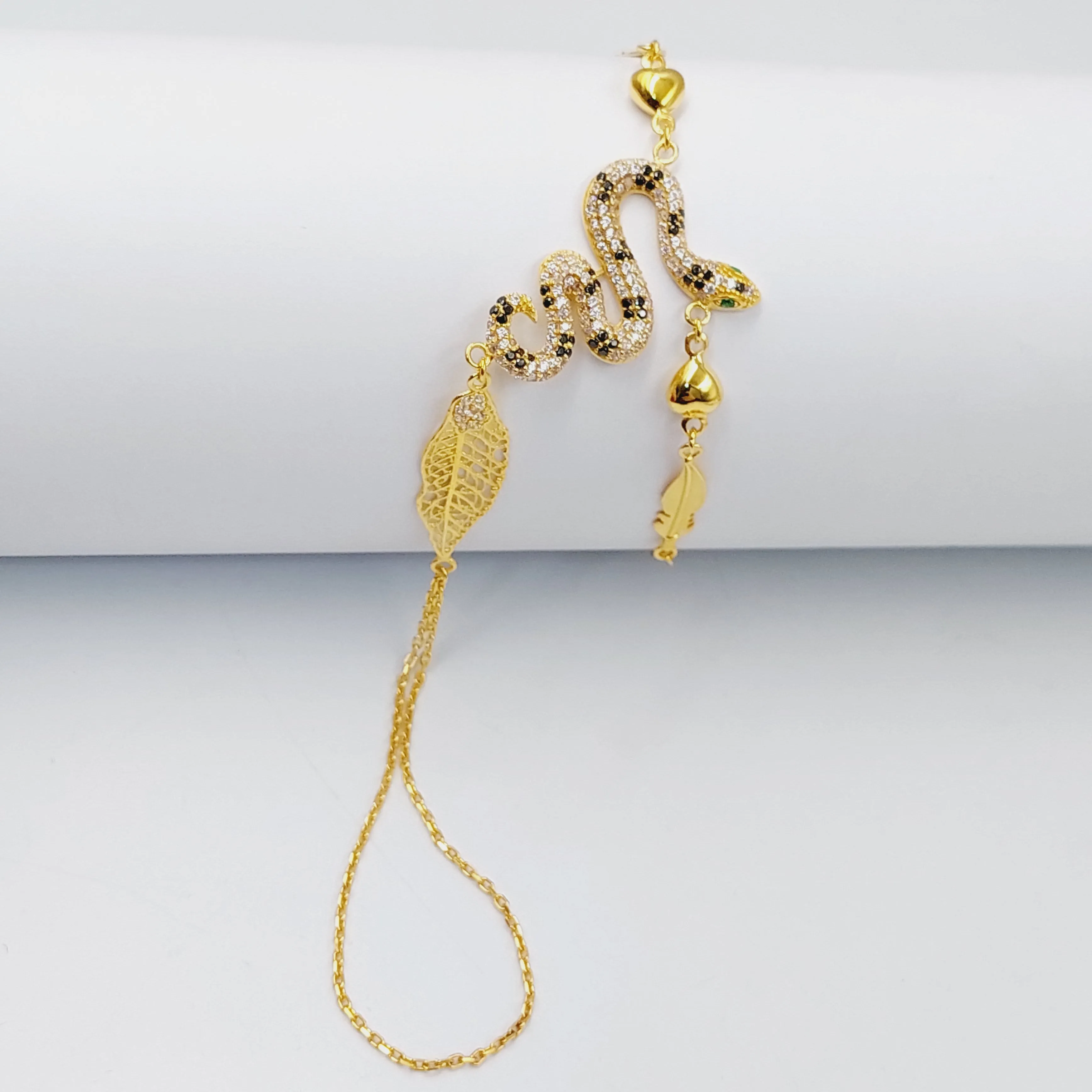 Zircon Studded Snake Hand Bracelet