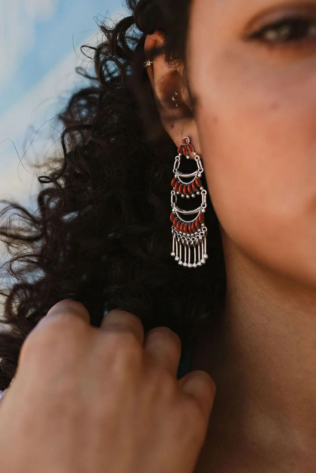 Zuni Mediterranean Coral Earrings