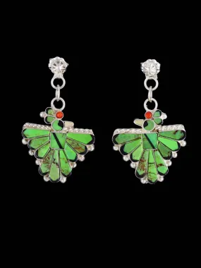 Zuni Turquoise Inlay Post Thunderbird Earrings